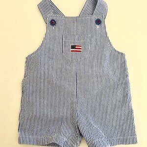 Seersucker American Flag Overalls
